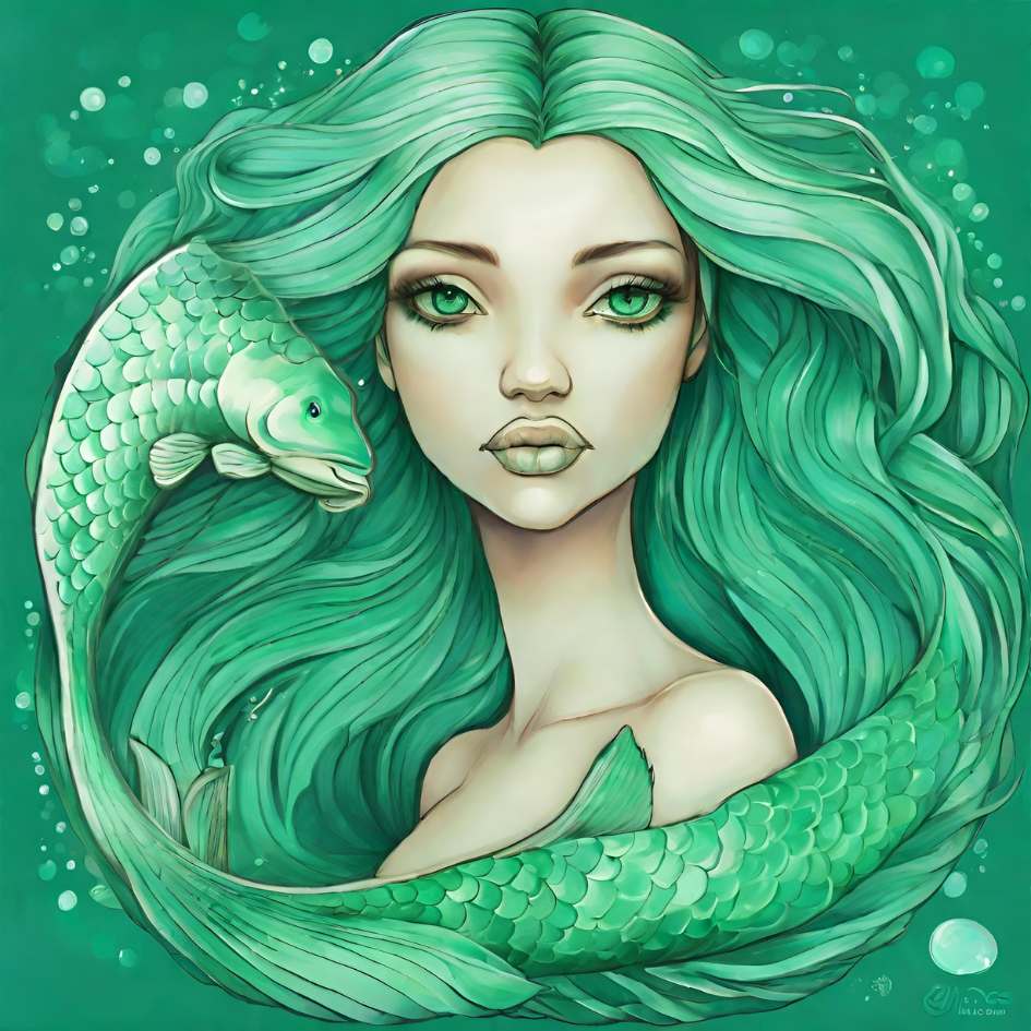 pisces woman in calming sea green